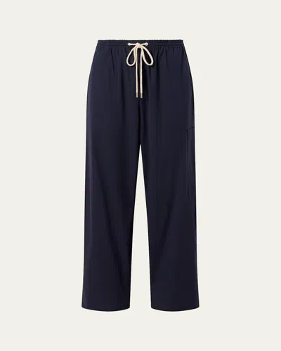 Attersee Cotton Drawstring Pants In Blue