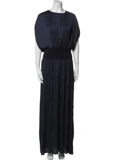 Pre-owned Attersee Crew Neck Long Dress In Blue