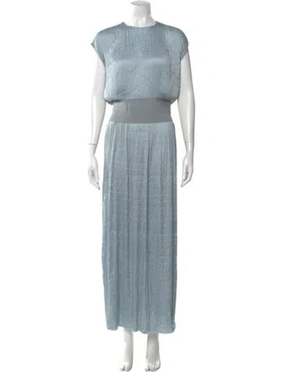 Pre-owned Attersee Crew Neck Long Dress In Blue