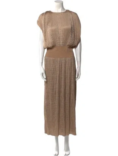 Pre-owned Attersee Crew Neck Long Dress In Neutral