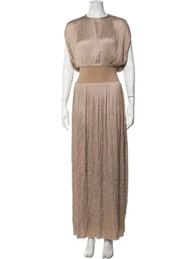 Pre-owned Attersee Crew Neck Long Dress In Neutrals