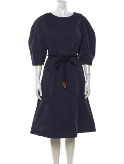 Pre-owned Attersee Crew Neck Midi Length Dress In Blue