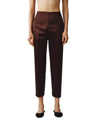 Attersee Duchess Satin Cigarette Pant In Chocolate In Brown
