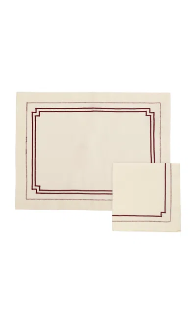 Attersee Frames A-jour Placemat And Napkin Set In White