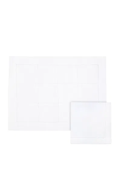 Attersee Geometric A-jour Placemat And Napkin Set In White