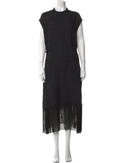 Pre-owned Attersee Linen Long Dress In Black