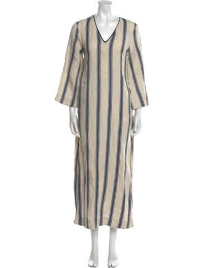 Pre-owned Attersee Linen Long Dress In White