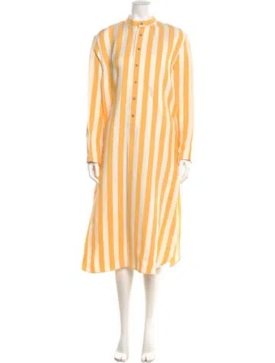 Pre-owned Attersee Linen Long Dress In Yellow