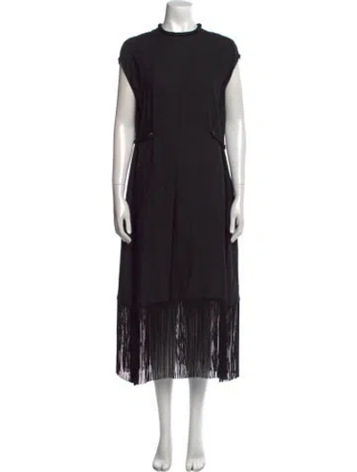 Pre-owned Attersee Linen Midi Length Dress In Black