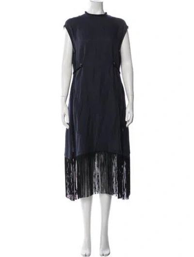 Pre-owned Attersee Linen Midi Length Dress In Blue
