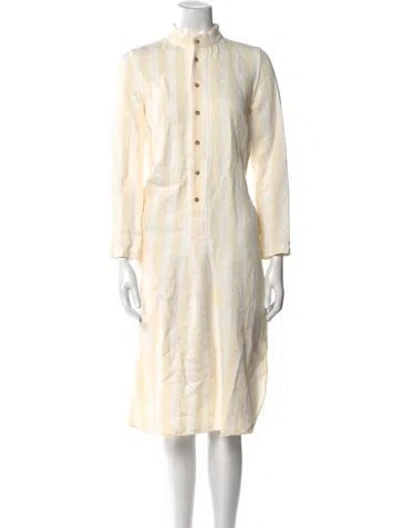 Pre-owned Attersee Linen Midi Length Dress In Neutral