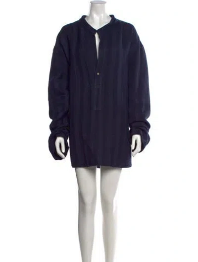 Pre-owned Attersee Linen Mini Dress In Blue
