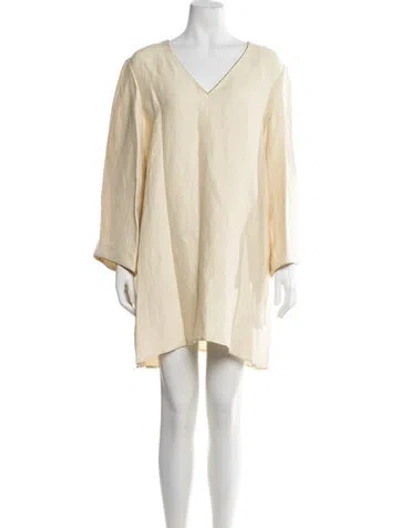 Pre-owned Attersee Linen Mini Dress W/ Tags In Neutral