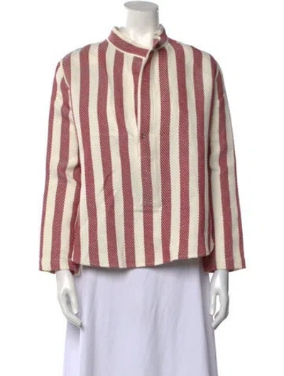 Pre-owned Attersee Linen Striped Blouse In Neutral