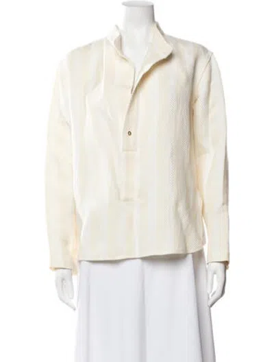 Pre-owned Attersee Linen Striped Top In Neutrals
