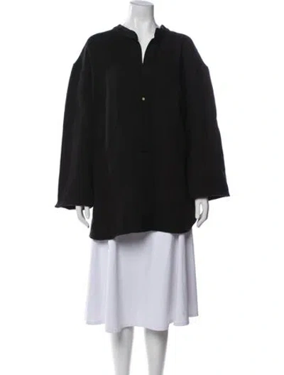 Pre-owned Attersee Linen Tweed Pattern Jacket In Black