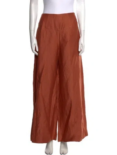 Pre-owned Attersee Linen Wide Leg Pants In Orange