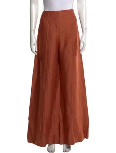 Pre-owned Attersee Linen Wide Leg Pants In Orange