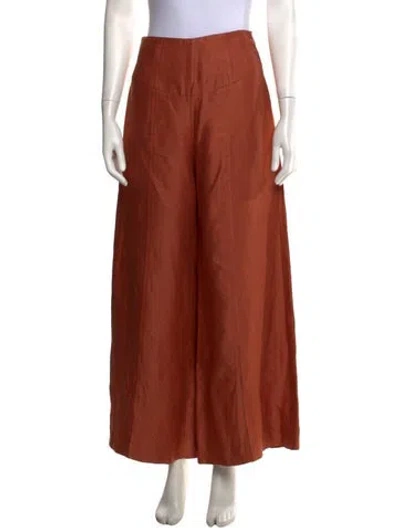 Pre-owned Attersee Linen Wide Leg Pants In Orange