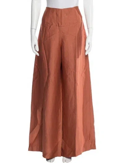 Pre-owned Attersee Linen Wide Leg Pants W/ Tags In Orange