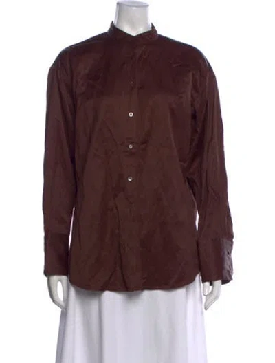 Pre-owned Attersee Long Sleeve Button-up Top In Brown