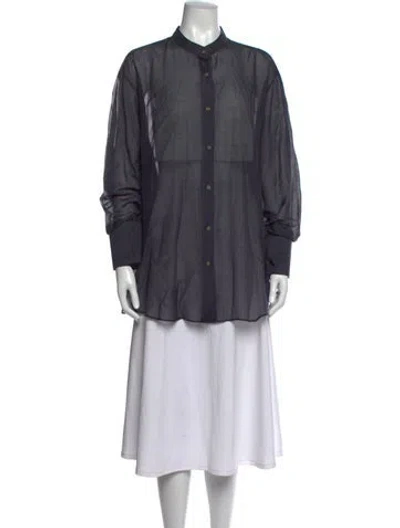Pre-owned Attersee Long Sleeve Button-up Top In Grey