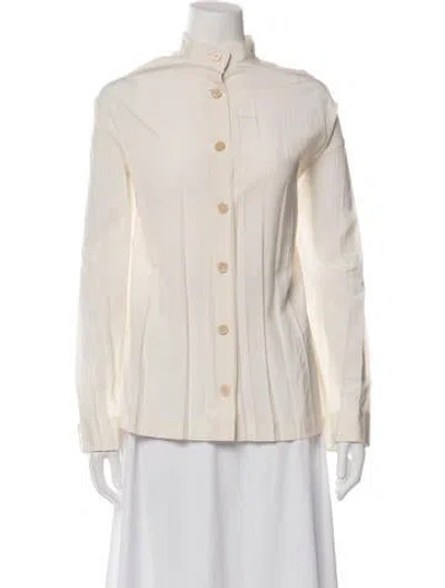 Pre-owned Attersee Long Sleeve Button-up Top In Neutrals