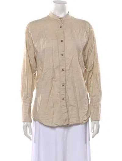 Pre-owned Attersee Long Sleeve Button-up Top In Neutrals