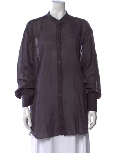 Pre-owned Attersee Long Sleeve Button-up Top In Purple