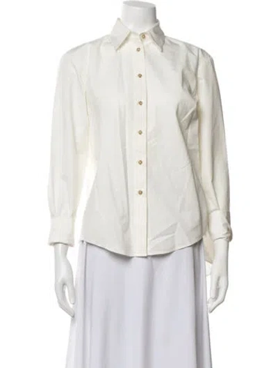 Pre-owned Attersee Long Sleeve Button-up Top W/ Tags In Neutrals/white