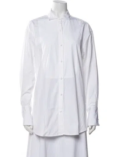 Pre-owned Attersee Long Sleeve Button-up Top In White