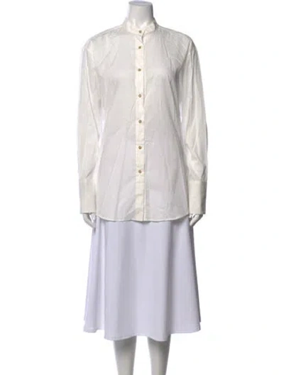 Pre-owned Attersee Long Sleeve Button-up Top In White