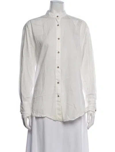 Pre-owned Attersee Long Sleeve Button-up Top In White