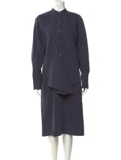 Pre-owned Attersee Mock Neck Midi Length Dress W/ Tags In Blue