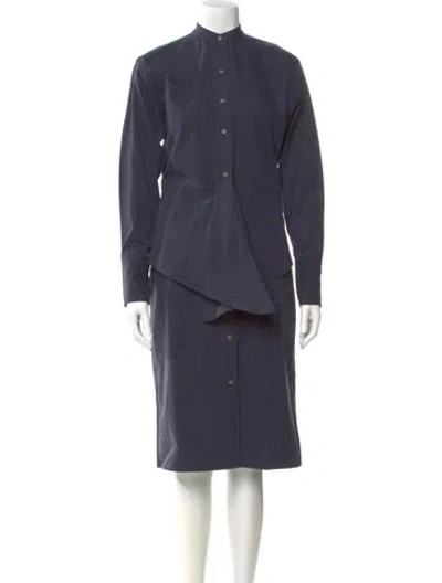 Pre-owned Attersee Mock Neck Midi Length Dress W/ Tags In Blue