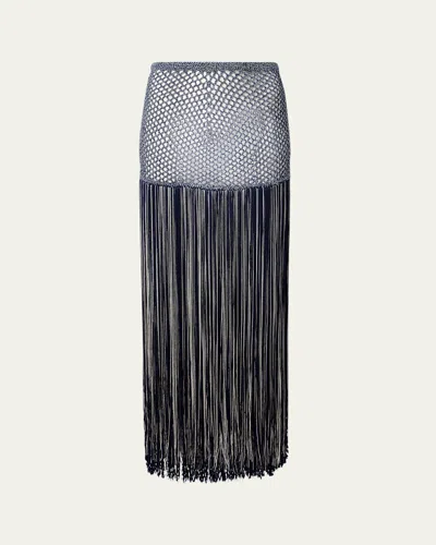 Attersee Palomar Crochet Fringe-trim Maxi Skirt In Blue