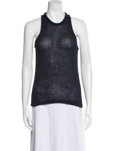 Pre-owned Attersee Scoop Neck Sleeveless Top In Blue