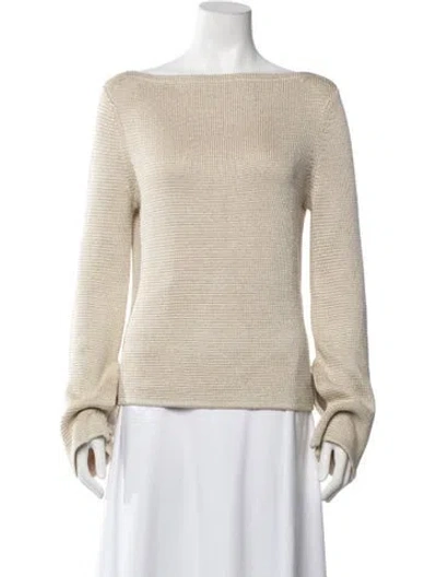 Pre-owned Attersee Silk Bateau Neckline Sweater In Neutrals