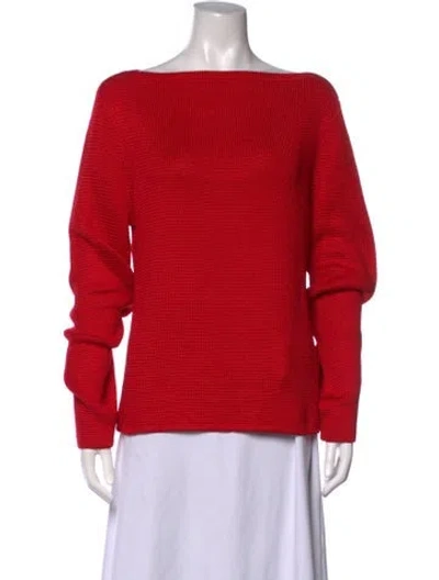Pre-owned Attersee Silk Bateau Neckline Sweater In Red