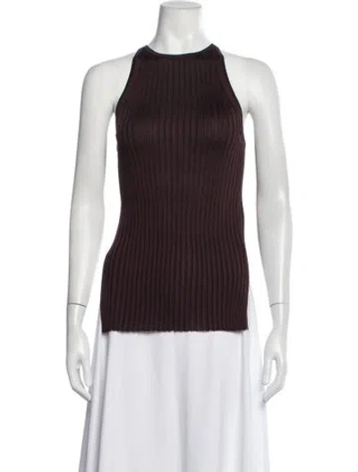 Pre-owned Attersee Silk Halterneck Top In Burgundy