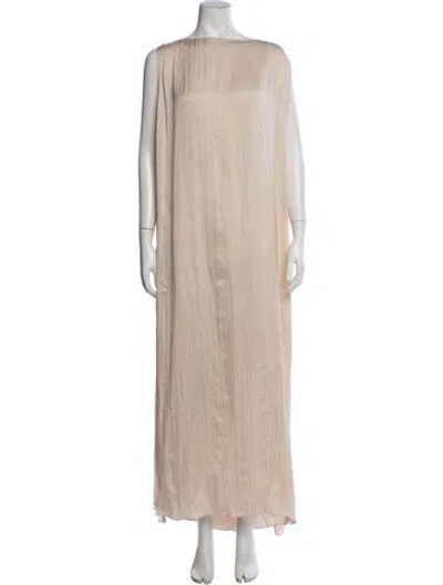 Pre-owned Attersee Silk Long Dress In Neutrals