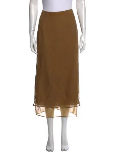 Pre-owned Attersee Silk Long Skirt In Brown