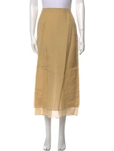 Pre-owned Attersee Silk Midi Length Skirt W/ Tags In Yellow