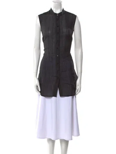 Pre-owned Attersee Silk Mock Neck Top In Black