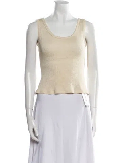 Pre-owned Attersee Silk Scoop Neck Crop Top In Neutral