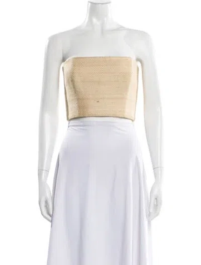 Pre-owned Attersee Silk Strapless Crop Top In White