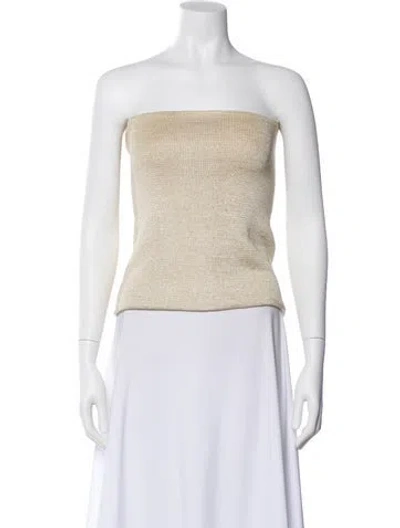Pre-owned Attersee Silk Strapless Top In Neutral