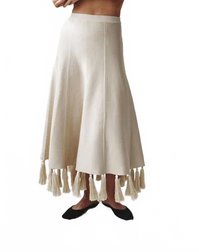 Attersee Silk Tassel Midi Skirt In Champagne In Brown