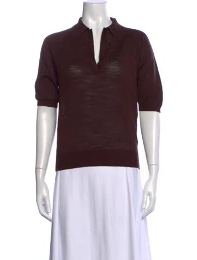 Pre-owned Attersee Silk V-neck Polo In Brown