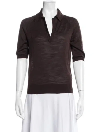 Pre-owned Attersee Silk V-neck Polo In Brown